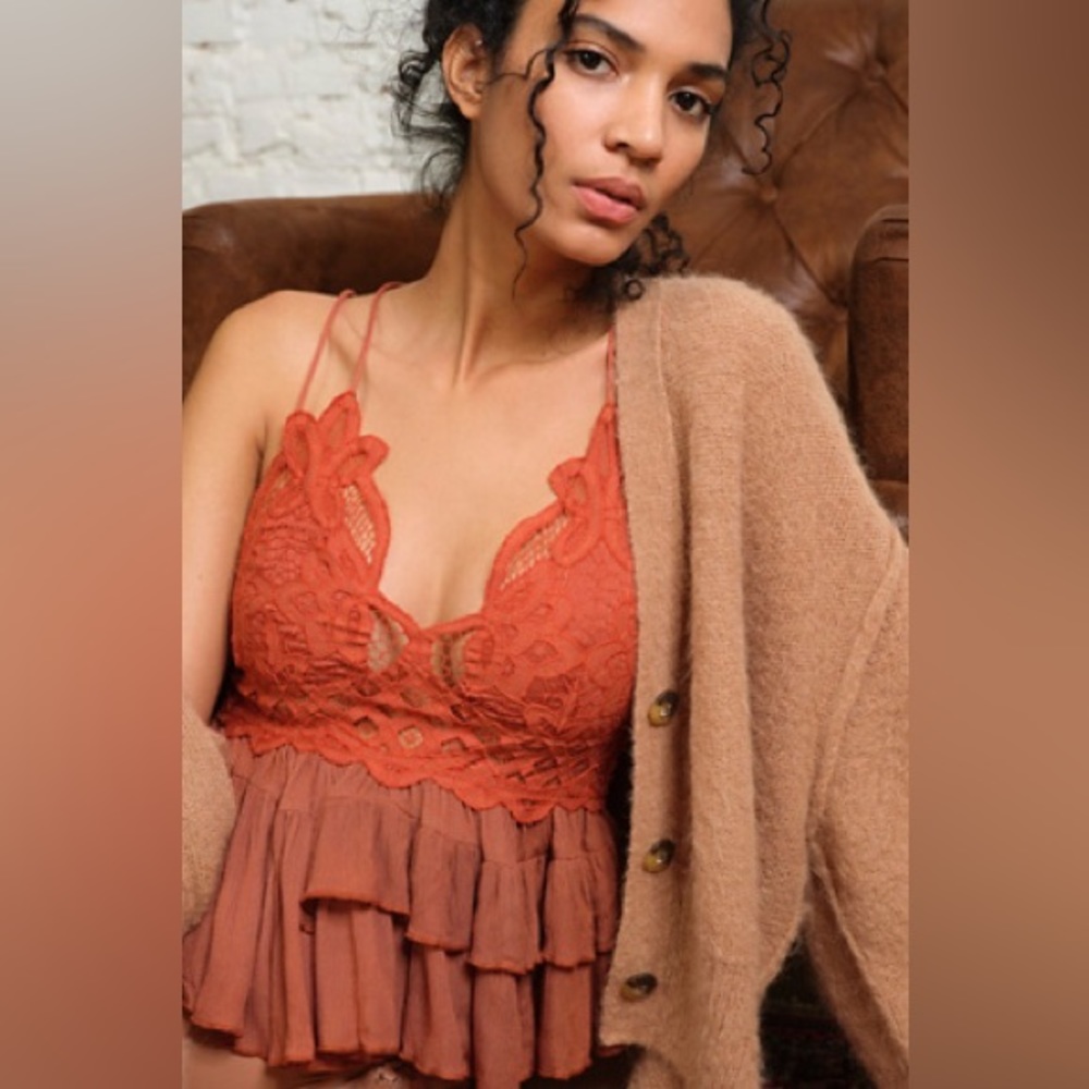 Free People Adella Cami, Orange, Size Small